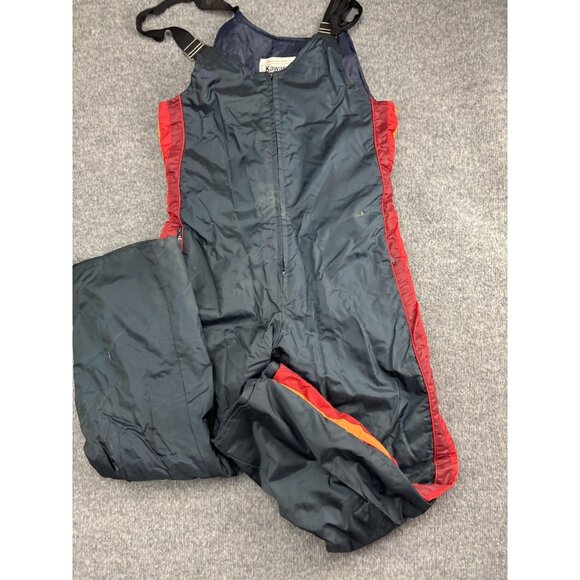 Vintage Kawasaki Snow Bib Pants Mens Medium Black Red Waterproof Outerwear 80s - Picture 1 of 8